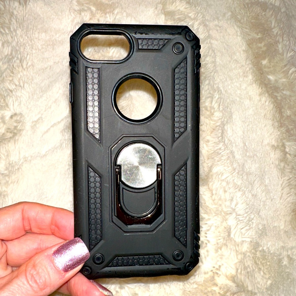 iPhone 8 black hard case-removable ring-stand on back
